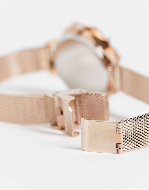 Olivia Burton bubble case mesh strap watch in rose gold, 3 of 4