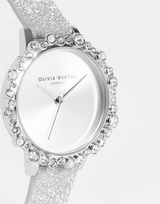 Olivia Burton bubble case watch in silver glitter