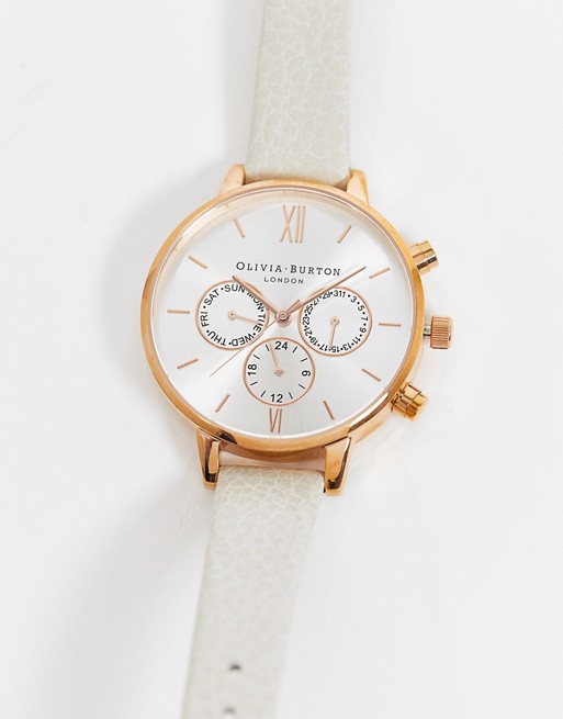 Olivia Burton chrono leather watch in mink and rose gold