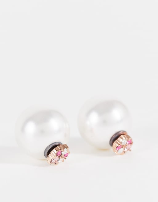 Olivia Burton faux pearl earrings with pink and white crystals ASOS