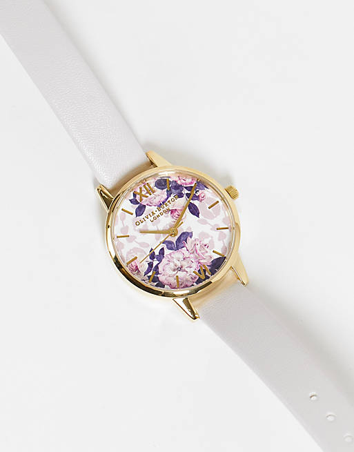 Olivia burton floral face watch with lilac strap