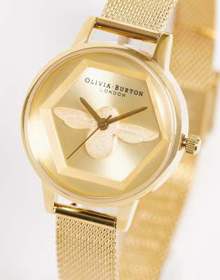 Olivia Burton - Horloge met wijzerplaat met bij in goud | ASOS