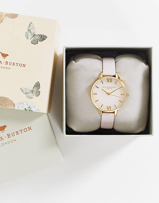 Olivia burton lilac marble face strap watch
