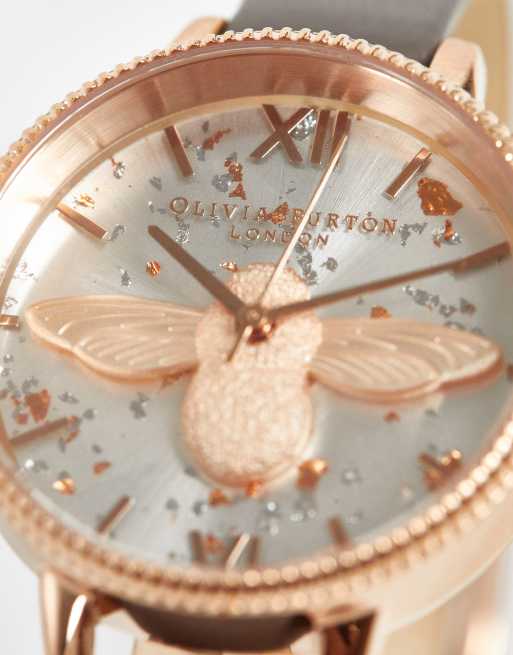 Olivia Burton London - 3D Bee - Gråt og rosaguldfarvet armbåndsur, 4 af 4