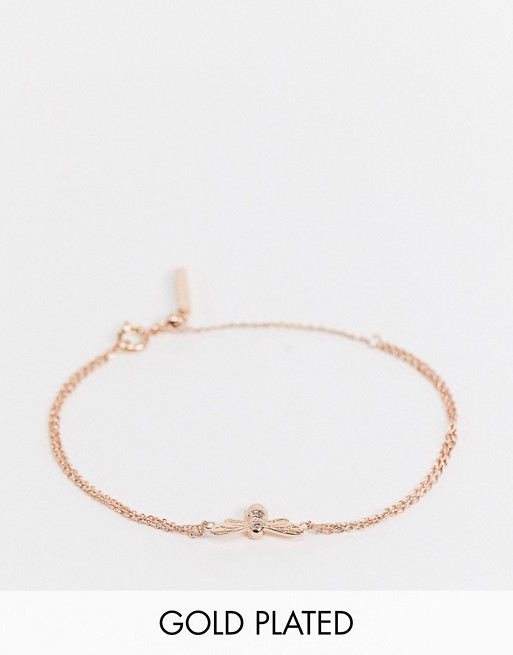 Olivia Burton Lucky Bee chain bracelet in rose gold plate
