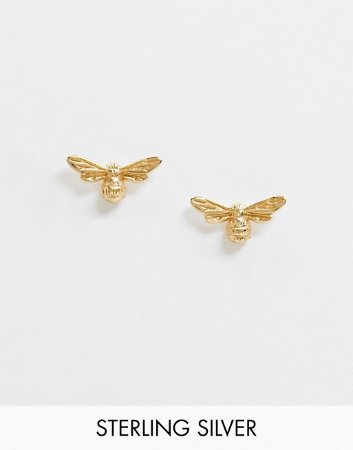 Olivia Burton Lucky Bee stud earrings in sterling silver gold plate