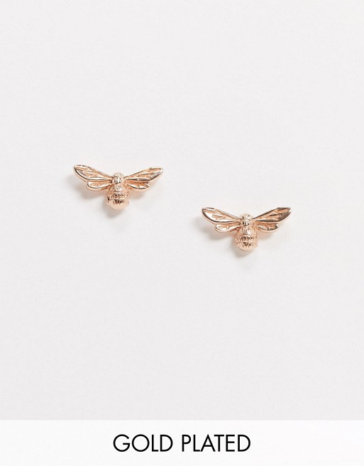 Olivia Burton Lucky Bee stud earrings in rose gold plate