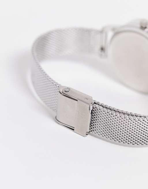 Olivia Burton mesh strap watch with glitter face in pink and silver, 4 of 4