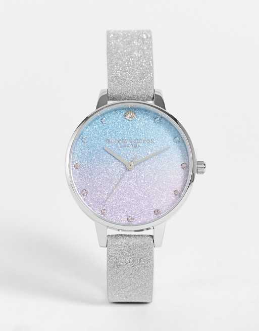 Olivia Burton - Montre à paillettes dégradées - Argenté