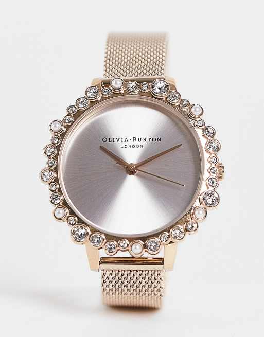 Olivia Burton - Montre avec cadran à bulles et bracelet en maille - Or rose, 4 de 4