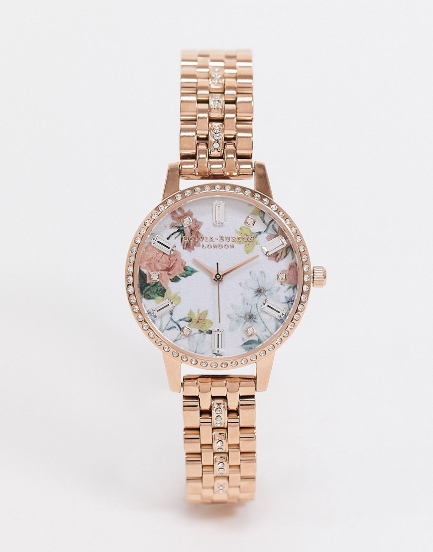 Olivia Burton - OB16BF34 - Sprankelend horloge met bloemen op wijzerplaat in goud