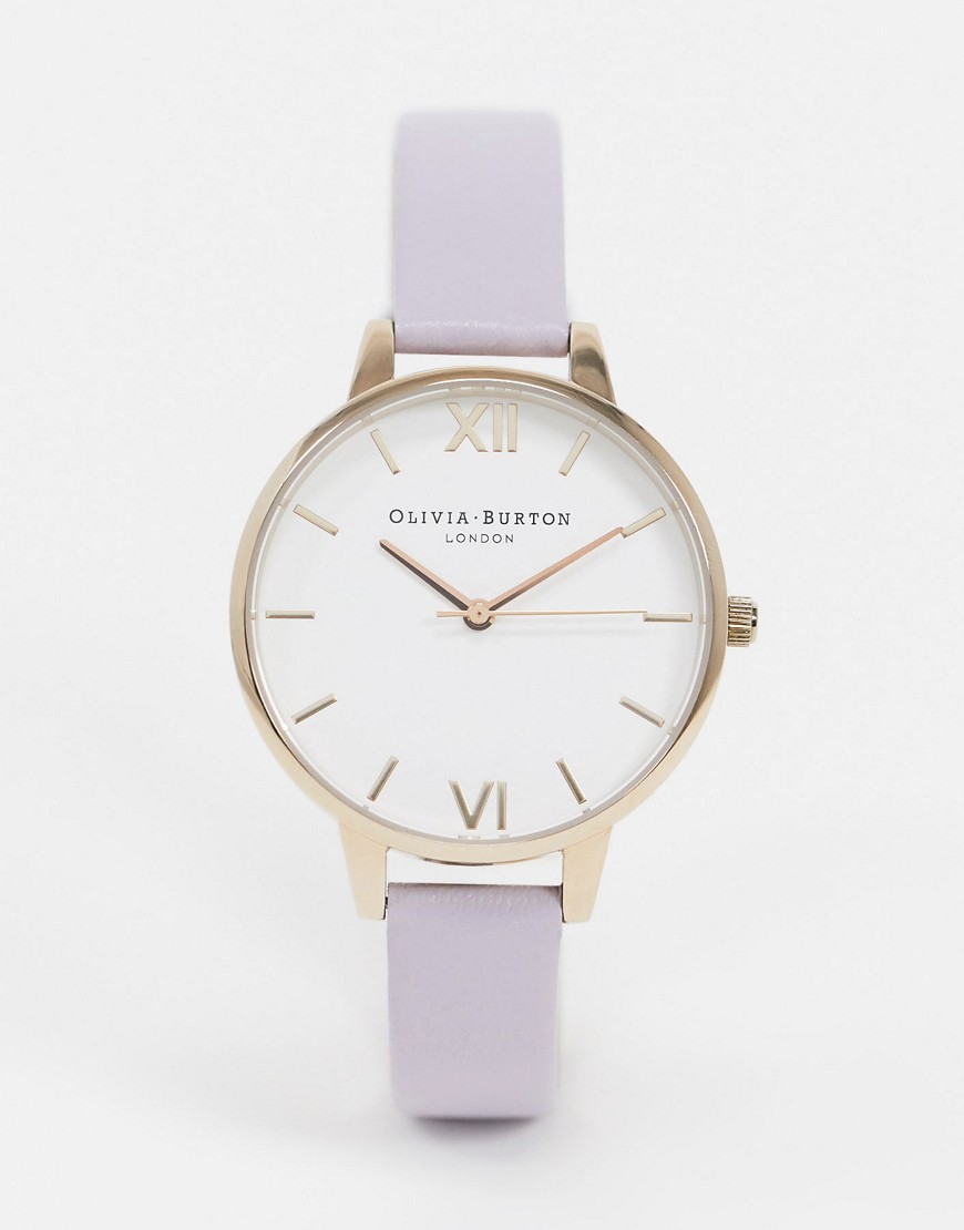 Olivia Burton - OB16DE09 - Leren horloge in lila met witte wijzerplaat-Paars