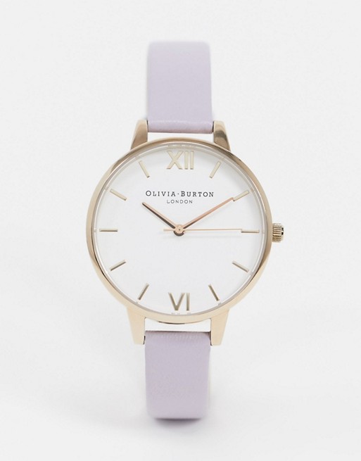 Olivia Burton OB16DE09 white dial leather watch in lilac
