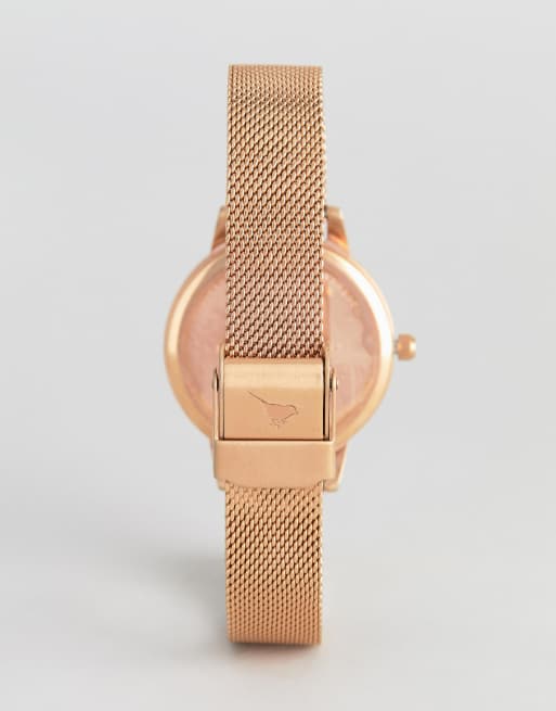 Olivia Burton OB16MDW01 Hackney midi mesh watch in rose gold ASOS