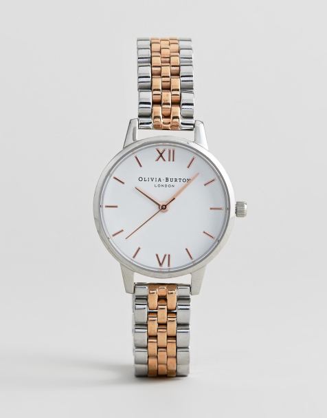Olivia Burton – OB16MDW25 – Armbanduhr mit weißem Zifferblatt aus unterschiedlichen Metallen