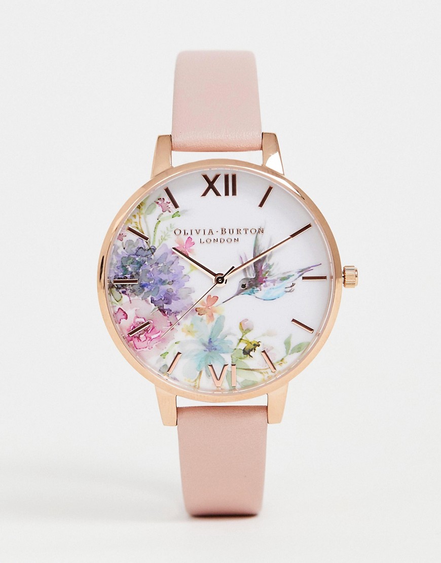 Olivia Burton OB16PP44 Painterly Prints leather watch in pink