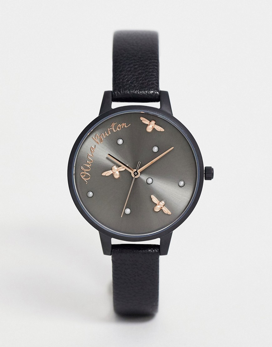 Olivia Burton OB16PQ02 Boucle leather watch in black