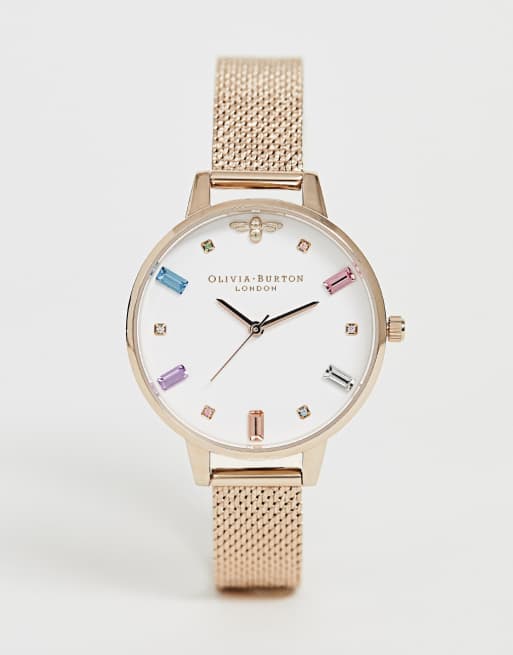 Olivia Burton OB16RB15 Rainbow Bee mesh watch