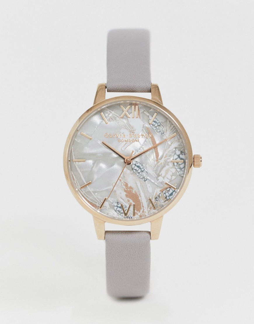 Olivia Burton OB16VM37 Abstract Floral leather watch-Grey