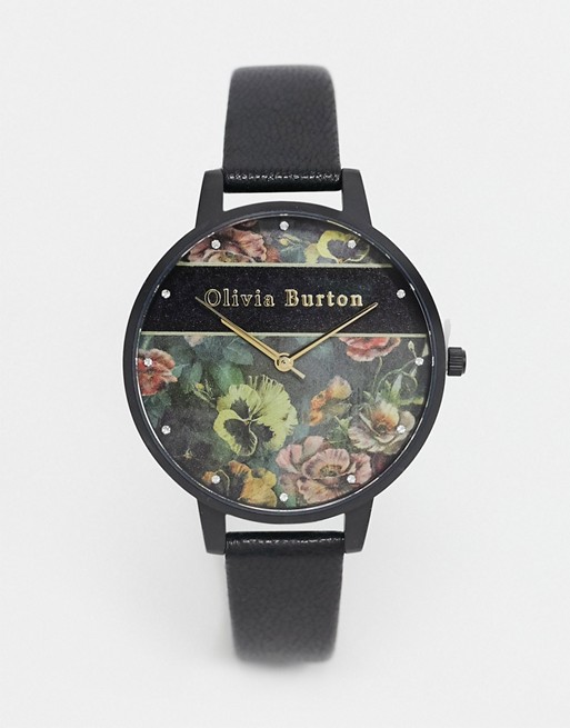 Olivia Burton OB16VS05 Varsity leather watch in black