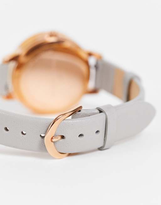 Olivia Burton - Orologio in vera pelle grigio e oro rosa con fiocco, 2 di 4