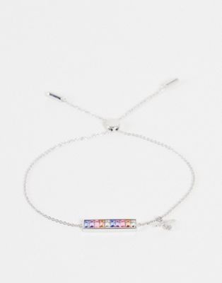 Olivia Burton rainbow gem chain bracelet with bee charm in silver