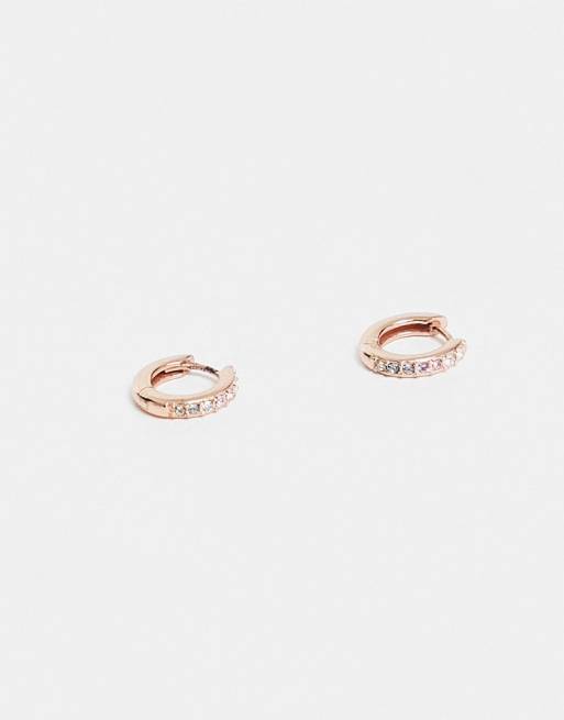 Olivia Burton rainbow huggie hoop earrings in rose gold, 2 of 4