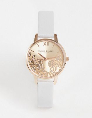 Olivia Burton real leather watch in blush and pale rose gold