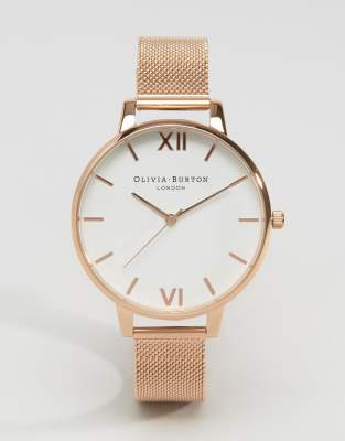 olivia burton watch rose gold mesh