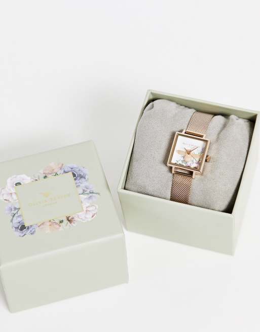 Olivia Burton – Roséguldsfärgad klocka med fyrkantigt ur, 3 av 4