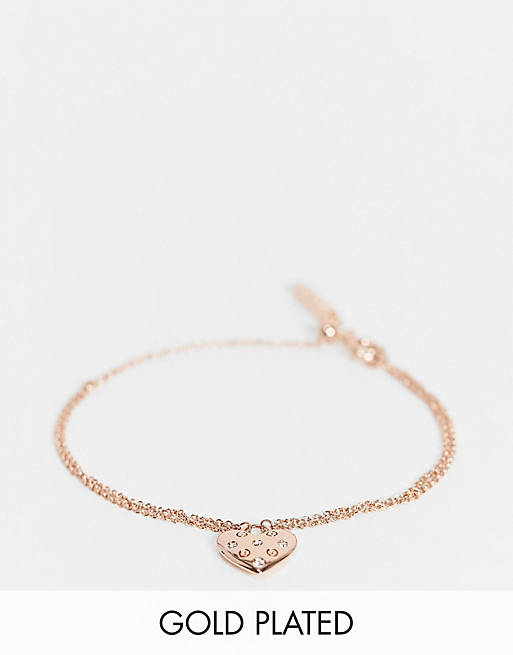 Olivia Burton heart charm bracelet in rose gold plate