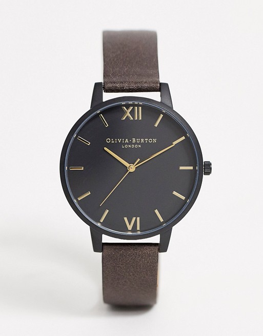 Olivia Burton Shoreditch leather watch in brown