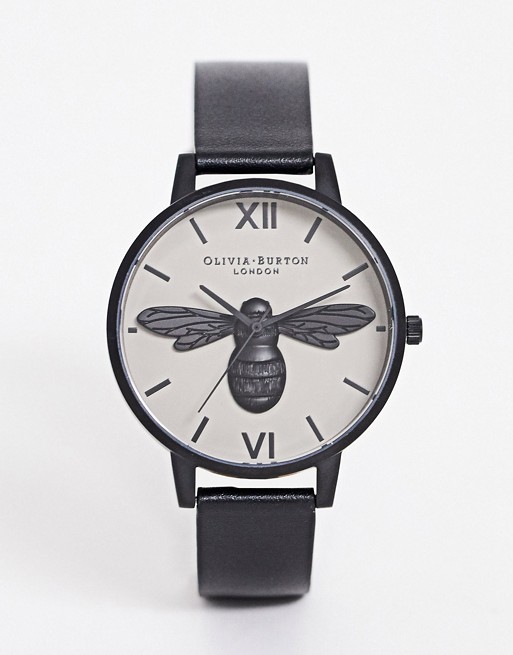 Olivia Burton Shoreditch leather watch with bee dial