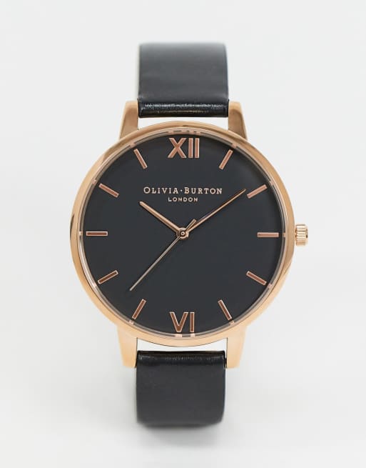 Olivia Burton Shoreditch OB16SH08 black and rose gold watch ASOS