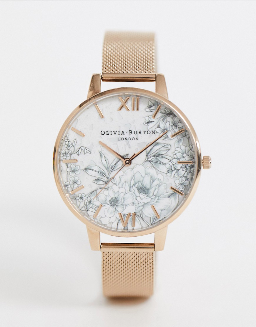 Olivia Burton - Terrazzo - Horloge met mesh en bloemenprint-Goud