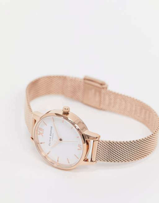 White dial rose shop gold mesh watch