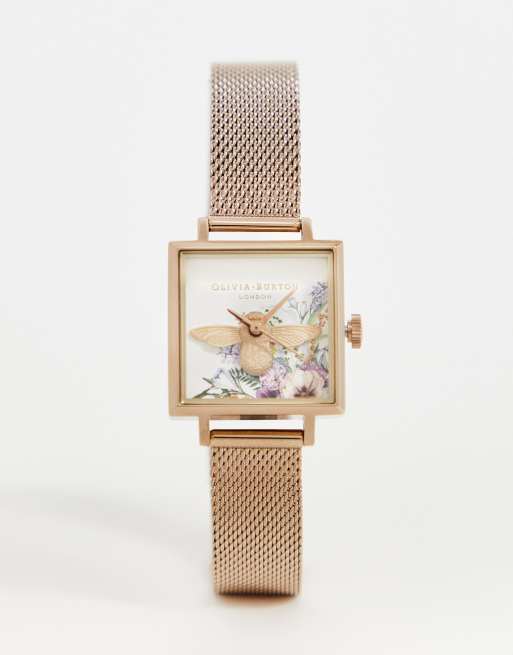 Olivia Burton – Zegarek w kolorze różowego złota z kwadratową tarczą