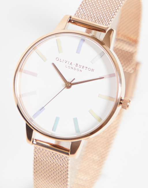 Olivia Burton – Zegarek w kolorze różowego złota z siatkową bransoletką