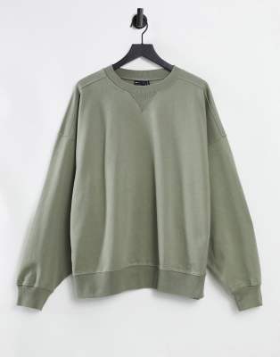 Худи и свитшоты Оливковый oversized-свитшот с дизайном «кокон» и вставками ASOS DESIGN-Зеленый цвет