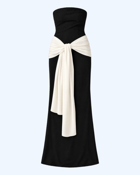 Omnes Abigail dress - knitted contrast-panel dress, occasion wear in ivory/black - view 1