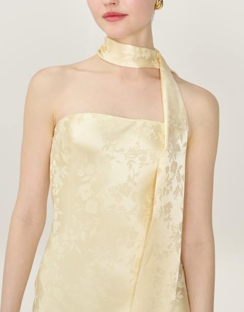 Omnes Accessories scarlett floral jacquard occassion neck scarf in butter yellow in yellow - view 1