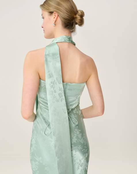 Omnes Accessories scarlett floral jacquard occassion neck scarf in sage green in green - view 1