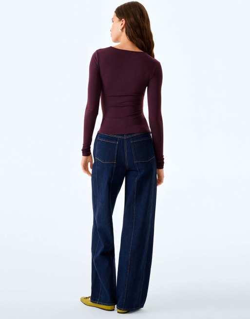 Omnes arbor top long sleeve modal jersey in aubergine, 2 of 6