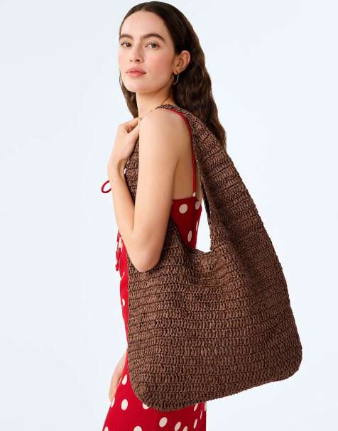 Omnes aruba straw shoulder bag in brown - view 1