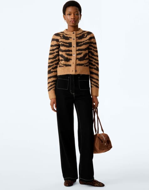 Omnes August cardigan in brown zebra print - view 1
