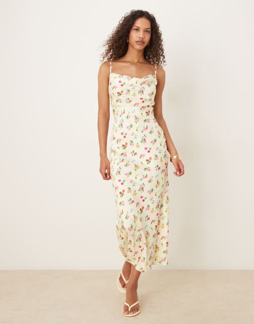 OMNES belle floral open bak maxi dress in yellow