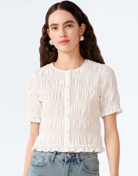 Omnes burke cropped cotton top in white in white - view 1