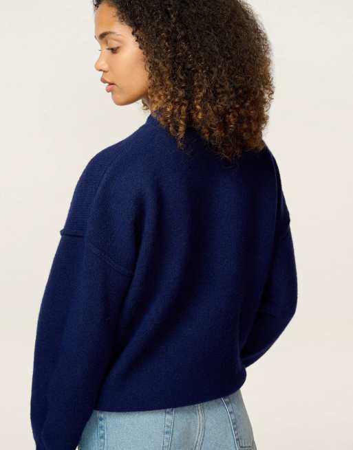 Omnes Clementine knitted jumper in navy in navy, 5 of 7