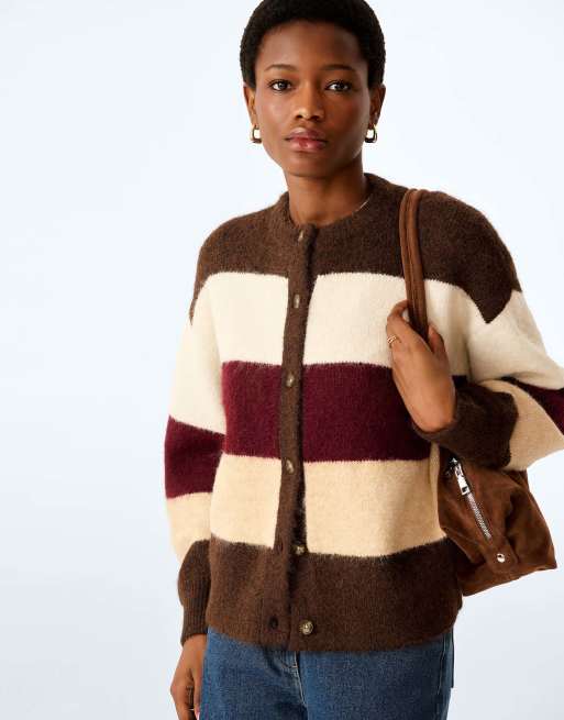 Omnes Colby cardigan in brown/cream/ginger/caramel, 3 of 4