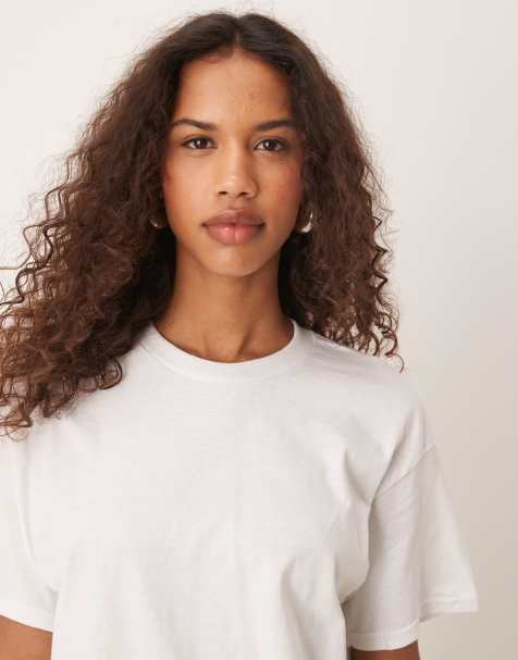 OMNES Cotton Plain Boyfriend Tee in White - view 1